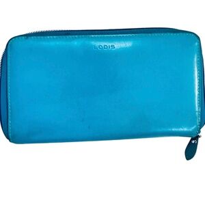 LODIS Turquoise Zip Around Full Size Wallet